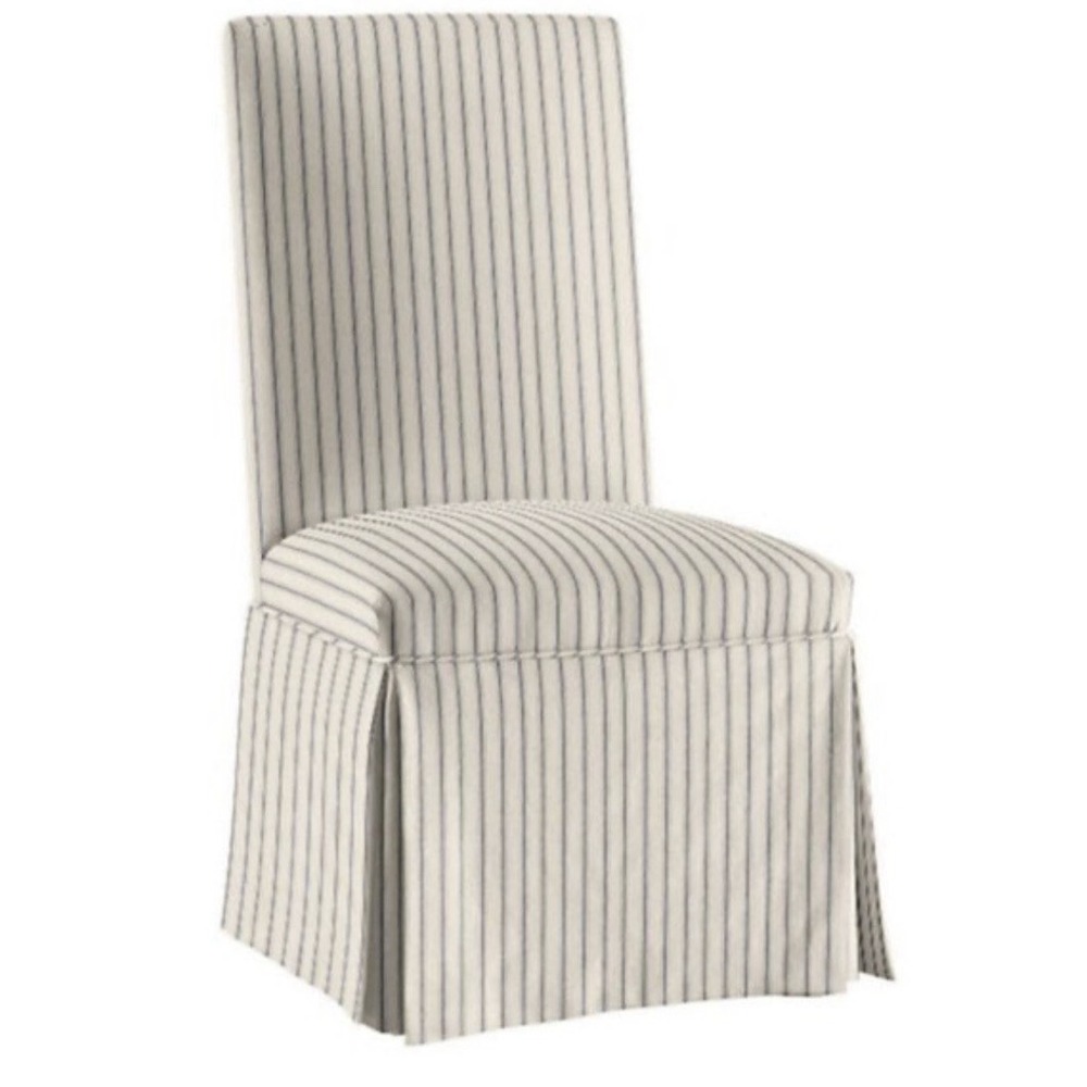 Ballard Designs Parsons Chair Slipcover Taupe Ticking Stripe Dining Cover